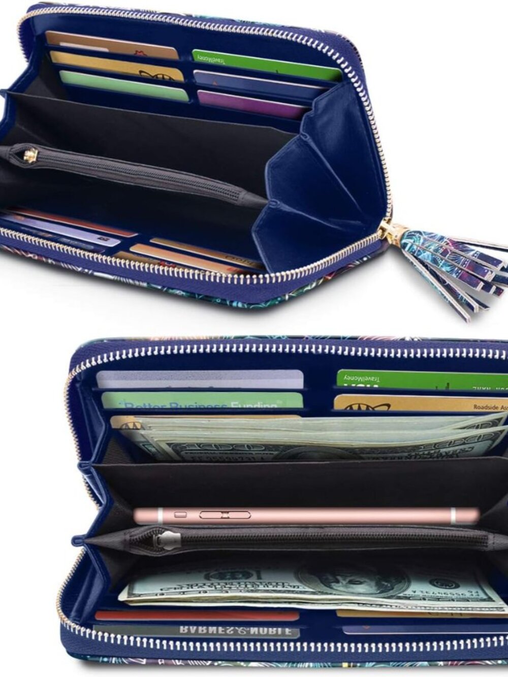 Wallet for Women RFID Blocking Zipper Around Credit Card Holder - Picture 4 of 8